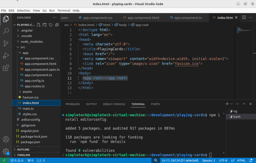 démo app-root dans le fichier index.html