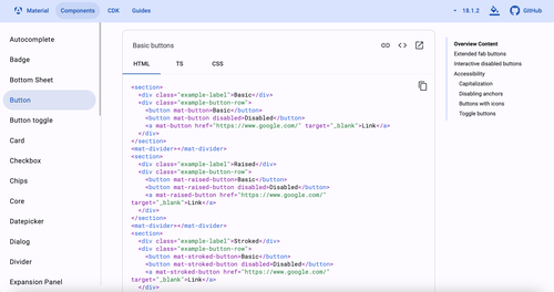 Angular Material - Button HTML