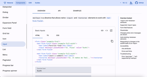 Angular Material - Inputs Documentation 2