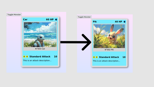 Step 3 - Card changes text, type and image, but switching card does not reapply the type